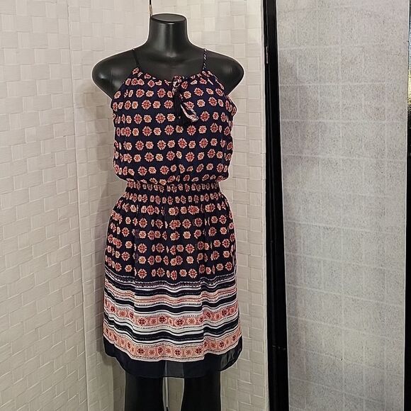 BRAND NEW ENFOCUS STUDIO SLEEVELESS MULTI-COLOR SHIFFON MINI DRESS - Picture 2 of 14